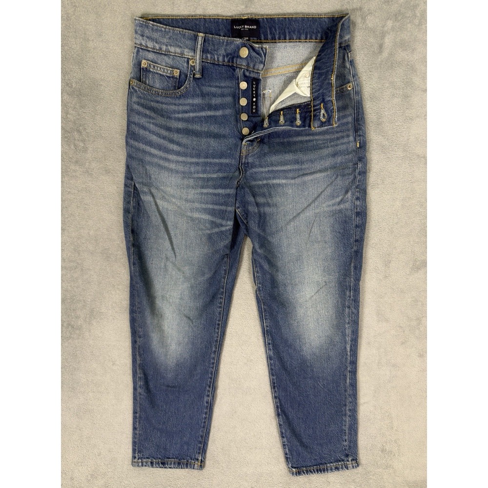 Lucky Brand Jeans Womens 6/28a Blue Medium Wash Denim Taper Drew Mom Button Fly
